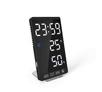 DollaTek Smart Mirror Horloge LED Chargeur de téléphone décoratif Réveil Horloge numérique à 4 Niveaux de luminosité avec Affichage de la température météorologique - Coque Noire et Blanc numérique