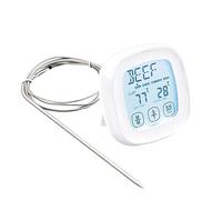 DollaTek Thermomètre à Viande Thermomètre à Lecture instantanée pour Aliments Thermomètre de Cuisson numérique avec sonde d'alarme minuterie pour Four, Cuisine, Gril, fumoir - Blanc
