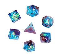 DollaTek Upscale Resin Transparent Dnd dice set Polyhedral Dice rpg dice dados rol D4 D6 D8 D10 D12 D20 Dice Set - rouge et bleu
