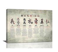 dollffey Toile murale encadrée représentant le samouraï japonais des 7 vertus de Bushido - 40,6 x 30,5 cm