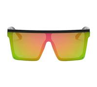 Dollger Lunettes de soleil rétro à coins pour femmes Hommes Grande mode Flat Top Big Frame Shades Rouge miroir