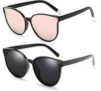 Dollger Polarized Oversized Lunettes de soleil pour hommes Femmes Trendy Cateye Lunettes de soleil Designer Retro Lunettes de soleil pour femmes avec protection UV Noir+rose