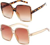 Dollger surdimensionné carré lunettes de soleil rétro femmes hommes grandes lunettes de mode nuances pour les hommes femmes protection contre les UV Marron+léopard