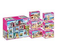 PLAYMOBIL® Dollhouse Lot de 7 Articles 70205 70206 70207 70208 70209 70210 70211 maison traditionnelle + Cuisine + Salon + Chambre + Chambre d'enfant + Chambre de bébé + Salle de bain