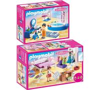 geobra Brandstätter PLAYMOBIL® Dollhouse Set en 2 Parties 70208 70211 Chambre à Coucher + Salle de Bains