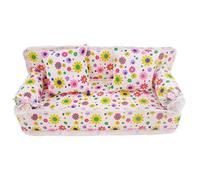 Dollhouse Furniture 1:12 Scale Dollhouse Sofa 7.87x2.76x2.95 Pouces Pattions de Fleurs imprimés Mini canapé et Coussins Accessoires de Jouets pour Enfants | Décoration la Maison poupée