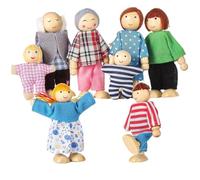 Dollhouse People 8 figurines familiales poupées en bois posables mignonnes maison de poupée personnes figurines ensemble pour filles garçons tout-petits enfants accessoires de maison poupée jouet