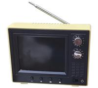 Dollhouse TV 1:12 Échelle USB Rechargeable Vintage Mini TV Toy Qui Peut Jouer à la vidéo avec Un écran LCD et 180 ° Rotation Antenne Dollhouse Furniture for DIY Retter Accessoires, Jaune