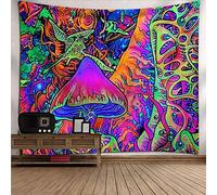 Dollin&Dockin Tapisserie Murales, Tapisserie Hippie Trippy Psychédélique Wall Hanging Forêt Champignons Colorés, Décor Art Rectangulaire Imprimer Tissu Pour Salon Chambre À Coucher