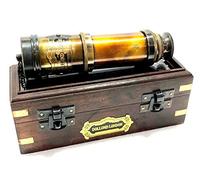 Dollond London Télescope vintage en laiton avec boîte en bois, style 1920