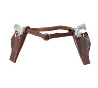 Dolls House Double Holster Ceinture & Pistolets Cuir Ranch Western Cowboy Accessoire MINIATURE
