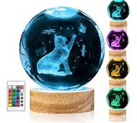 Dolltobe Décor et cadeaux parfaits, lampe à 16 couleurs changeantes avec télécommande, veilleuse en cristal Axolotl, design d'arbre gravé au laser 3D, alimenté par USB, base en bois massif