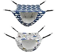 Dolltobe Lot de 2 hamacs de cage à chat en lin à suspendre pour petits animaux, hamac bleu, phare à voile blanc, 47 x 38,1 x 26,9 cm pour cage, maison, chaise