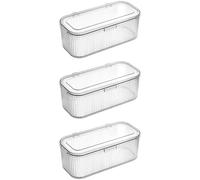 Dolltobe Lot de 3 boîtes de rangement en plastique transparent avec couvercles pour tiroir de bureau, 24,9 x 9,9 x 9,1 cm, multi-usages, empilables, pour fournitures de bureau et accessoires