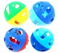 Dolltobe Lot de 4 balles à Clochette pour Chat, Jouet en Plastique pour Chaton, Balle de Jeu d’intérieur, pour stimuler Le Jeu, l’Exercice et Les poursuites, pour Maison et Salon