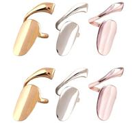 Dolltobe Lot de 6 bagues à ongles pour femme en alliage, anneaux ouverts réglables, sans colle, bijoux en or, or rose et blanc