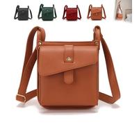 Dollver Crossbody Purse, Dollver Crossbody Leather Bag, Purses Handbag with Built in Wallet, Unique Design Crossbody Bag (Brown)