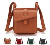 Dollver Crossbody Purse, Dollver Unique Design Crossbody Leather Bag, Purses Handbag with Built in Wallet (Brown)