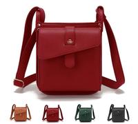 Dollver Crossbody Purse, Dollver Unique Design Crossbody Leather Bag, Purses Handbag with Built in Wallet (Red)