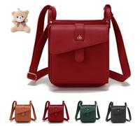 Dollver Crossbody Purse - Unique Design Crossbody Leather Bag, Purses Handbag with Built in Wallet, with Adjustable Strap (Red)
