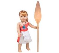 Dolly Moana Dress Up - Inspired Doll Outfit - American Girl Fits - 5pc Clothes Set Include Skirt, Top, Necklace, Paddle and Scarf G