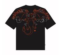 Dolly Noire Pokémon Tshirt Dracaufeu Over Kimono, Noir, Tshirt 100% Coton, Collection Officielle (FR, Texte, S, Regular, Regular)
