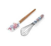 Dolly Parton Ensemble spatule et fouet - Ustensiles de cuisine en forme de rose avec motif floral et papillon - Outils de cuisine en silicone résistant à la chaleur - 2 pièces essentiels de pâtisserie