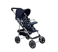 Dolly Tots Poussette de poupée bleu marine | Poussette de poupée pour enfant avec table de jeu amovible | Jouet de poupée avec mécanisme de pliage de parapluie | Poussette de jeu de rôle pour enfants