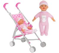Dolly Tots Poussette Simple et Poupée | Pliable Avec Parapluie | Comprend Une Poupée Assortie