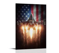 DOLNJUH Poster sur toile représentant un avion de chasse avec drapeau - Art mural décoratif pour chambre à coucher - 30 x 45 cm - Style cadre