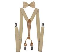 Doloise Ensemble de bretelles et nœud papillon élastique en forme de Y pour homme - Pour mariage et événements formels, kaki, ons size