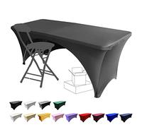 Dololoo Nappe extensible 1,8 m pour tables rectangulaires avec dos ouvert, Spandex sur mesure, housses de table pour terrasse, mariage, événement de beauté, décoration gris foncé, 1 pack - 6 pieds