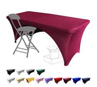 Dololoo Nappe extensible de 1,8 m pour tables rectangulaires avec dos ouvert, housse de table de jardin ajustée en spandex rectangulaire, pour mariage, fête, cuisine, décoration d'événement de beauté