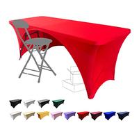 Dololoo Nappe extensible rectangulaire en élasthanne, pour tables rectangulaires avec dos ouvert, pour table de patio, mariage, fête, cuisine, événement beauté, 1,8 m - Rouge