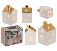 Dolomite Lot de 2 Maisons de Noël LED 10 x 6 cm avec 3 Piles Bouton LR44
