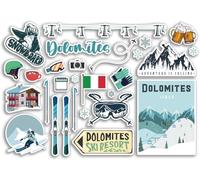 Dolomites 79065 Lot d'autocollants en vinyle pour bagage ou ordinateur portable Motif station de ski Italie Format A5