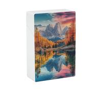 Dolomites italiennes, scène d'automne, étui à cigarettes en plastique, boîte de rangement pour cigarettes de poche à ouverture rabattable.