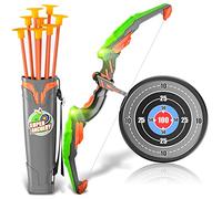 Doloowee Arc et flèche pour Jouets pour Enfants avec lumière LED - L'ensemble de tir à l'arc Comprend 1 Arc, 8 flèches à Ventouse, Carquois avec bandoulière à Sangles (Vert)
