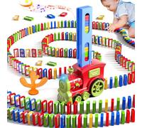 Doloowee Jouet de Train Domino,Train de Dominos Automatique avec 217 Blocs de Dominos,Anniversaire Noël Cadeaux Créatifs Filles Garçons 3 4 5 6+ Ans