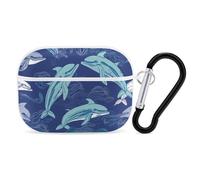 Dolphin Coque pour AirPod Pro, anti-rayures en polycarbonate rigide avec porte-clés, accessoires pour AirPod Pro 2e/1ère coque pour homme et femme, style blanc