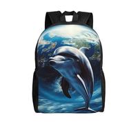 Dolphin Earth Sac à dos de voyage pour ordinateur portable imperméable léger et mignon pour homme et femme Noir Taille unique