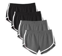 Dolphin Lot de 4 shorts de sport pour femme - Short de sport décontracté - Short d'été respirant - Pantalon de cyclisme - Taille élastique - Pantalon de fitness de 12,7 cm, Noir , S