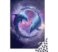 Dolphin Love Puzzle 1000 Pieces Cadeau Unique Jeu Éducatif Défi Jouet À De Qualité Supérieure Peinture Art pour Adultes Et Enfants 1000pcs (38x26cm)
