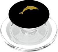 Dolphin Poisson cru, Symbole rétro Or PopSockets PopGrip pour MagSafe