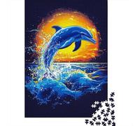 Dolphin Sunset Jump Puzzle Adulte 1000 Pièces, 38x26cm/1000pcs; pour Avancer Calmement sans Contrainte; Carton Blanc avec Une Surface Lisse
