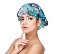 Dolphins Art Bonnet en satin de soie, bonnet de cheveux pour dormir, bonnet de sommeil doux double couche en soie pour femme, cheveux longs bouclés naturels tressés