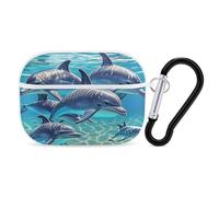 Dolphins Art Coque pour AirPod Pro, anti-rayures en polycarbonate rigide avec porte-clés, accessoires pour AirPod Pro 2e/1ère coque pour homme et femme, style blanc