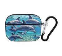 Dolphins Art Coque pour AirPod Pro, anti-rayures en polycarbonate rigide avec porte-clés, accessoires pour AirPod Pro 2e/1ère coque pour homme et femme, style noir