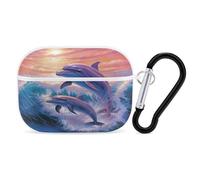Dolphins Art Organiseur pour écouteurs Airpods Pro résistant aux chocs avec mousqueton anti-chute pour Airpods Pro 2ème génération, blanc