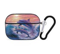 Dolphins Art Organiseur pour écouteurs Airpods Pro résistant aux chocs avec mousqueton anti-chute pour Airpods Pro 2ème génération Noir